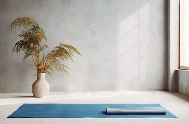 空空荡荡的客厅里面放着瑜伽垫锻炼健身,高清,摄影图,摄影图片,图片大全,摄影图免费下载